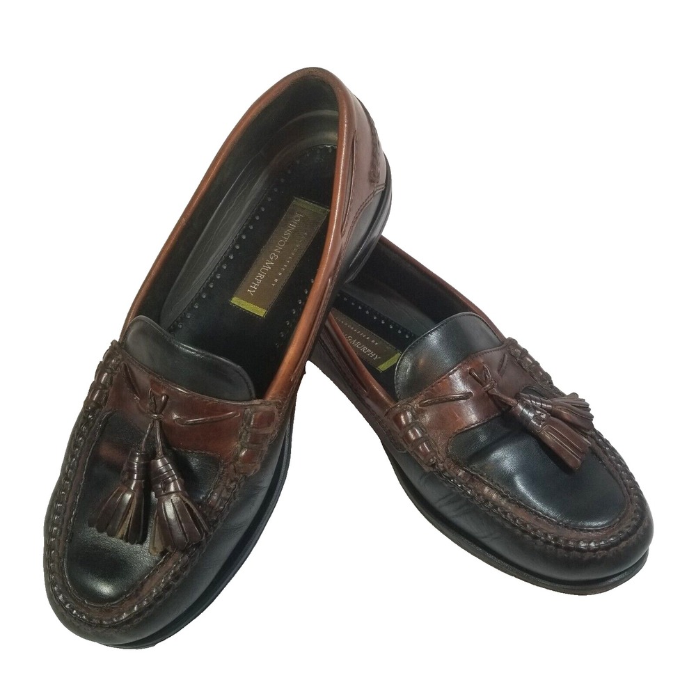 Johnston Murphy‎ Men's Aragon II Loafer Size 12 Black & Brown Tasseled on Band